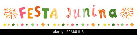 Festa Junina Hand gezeichnet Spaß Vektor Text Party Banner, gemalte Buchstaben für Einladungen, Poster Stock Vektor