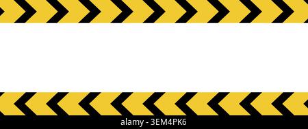 Sicherheitsbänder mit schwarzem und gelbem Chevron-Druck oben und unten und leerem Platz in der Mitte. Achtung, Warnung oder Sicherheitshintergrund. Gefahr, Gefahr oder Stopp-Banner. Illustration der Vektorabwicklung. Stock Vektor