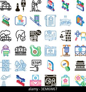 Verschiedene Symbole für Geschäfts- und Technologiekonzepte Stock Vektor