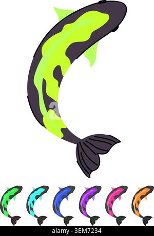 japanische Koi Fisch Karpfen Vektor Cartoon Grafik Stock Vektor