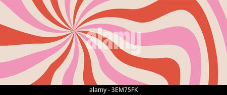 Groovige Hypnose-Spirale. Retro-Hintergrund mit Streifen und Sonnenschliff. Illustration des trippalen Vektors Stock Vektor