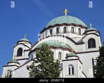 Der Haupttempel der serbisch-orthodoxen Kirche im neobyzantinischen Architekturstil und die größte orthodoxe Kirche auf dem Balkan, im HIS Stockfoto
