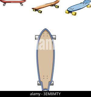 Skateboards und Longboard-Set-Illustration Stock Vektor