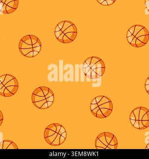 Nahtloses Muster schwarzer Basketball Ball Cartoon Vektor Stock Vektor