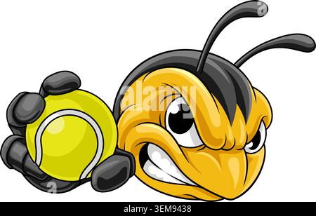 Bee Hornet oder Wasp Inseect Tennis Ball Maskottchen Stock Vektor