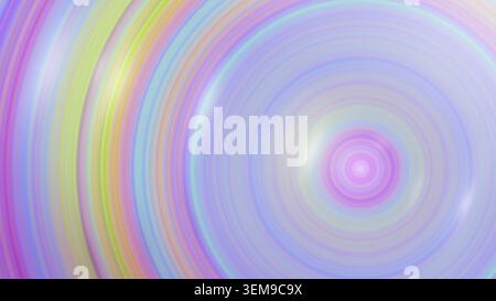 Heller und farbenfroher Hintergrund mit konzentrischem Radialkreismuster. Abstraktes Vollformat, moderner, lebendiger und leuchtender Hintergrund, Kopierraum. 8K Auflösung Stockfoto