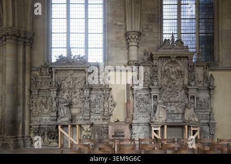 Reneissanz Epitaph von Johannes von Bothmar 1584 bis 1595 von Hans Klintzsch und Renaissancepitaph von Levin von der Schulenburg und Fredeke von Alvens Stockfoto