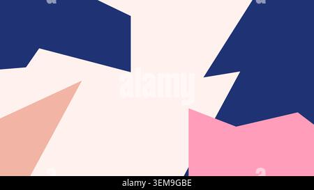 Moderne abstrakte Komposition mit marineblauen, rosa und weißen geometrischen Formen. Ideal für Ausdrucke, Umschläge und digitale Branding Stockfoto