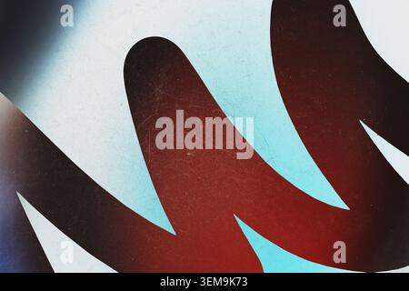 Abstrakte rote Zickzack-Grafik mit Vintage-Filmüberzug auf hellblauem Hintergrund Stockfoto