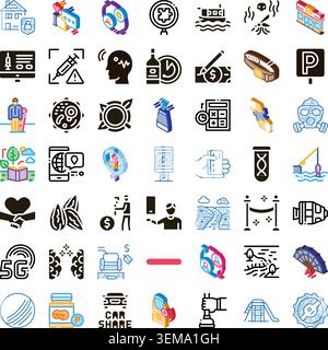 Lifestyle-Technologie Gesundheitskonzepte und abstrakte Icons Sammlung Stock Vektor