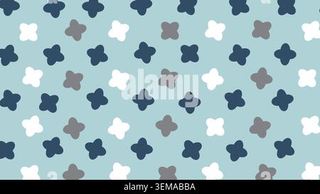 Nahtloses blumenförmiges Muster in Hellblau auf dunklem marineblauem Hintergrund. Ideal für Textil- und dekorative digitale Hintergründe Stockfoto