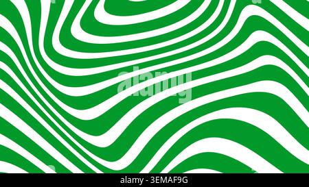 Glatte grüne und gelbe Wellenlinien, die einen sanften optischen Fließeffekt erzeugen. Perfekt für frische abstrakte Hintergrundbilder, Wellness-Grafiken, Poster, Banner und moderne digitale Designs Stockfoto