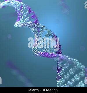 DNA 3D-Rendering Wissenschaft oder medizinischer Hintergrund, DNA. Molekülstruktur, medizinisch-wissenschaftliches Konzept Stockfoto