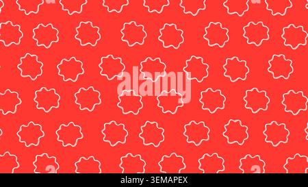 Nahtloser roter Hintergrund mit weißen, floralen Sternmotiven, dekorativem und festlichem Design für Stoff, Verpackung und kreative Grafikprojekte Stockfoto