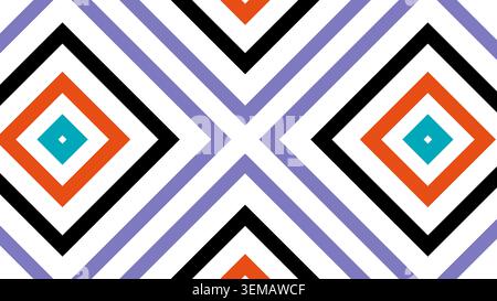 Dynamisches abstraktes Design mit konvergierenden diamantförmigen Linien in mehreren Farben, die einen auffälligen optischen Illusionseffekt erzeugen Stockfoto