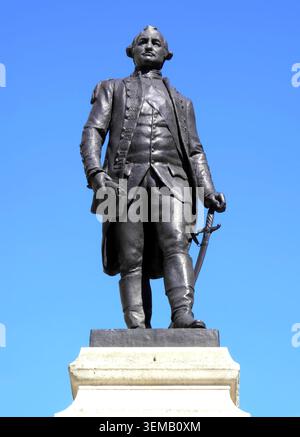 Bronzestatue von Robert Clive aus Indien London England Großbritannien, dem zugeschrieben wird, Indien für das britische Empire und die Schande für das Black Hole zu sichern Stockfoto