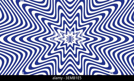 Leuchtende wellenförmige Linien in Grün, Rot und weiß sorgen für einen farbenfrohen optischen Fließeffekt. Ideal für psychedelische Poster, abstrakte Hintergrundbilder, digitale Anzeigen und moderne Designprojekte Stockfoto