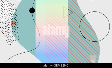 Ein traumhaftes abstraktes Pastelldesign mit weichen, fließenden Formen und leichten geometrischen Akzenten. Ideal für feminines Branding, Social-Media-Grafiken, Poster und moderne kreative Layouts Stockfoto