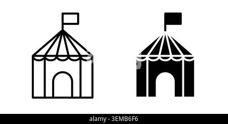 Design mit Zirkuszelt-Ikone. Illustrationssymbole im Linear- und Clipart-Paket. Stock Vektor