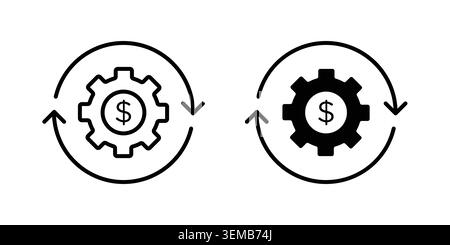 Design des Symbols „Kostenoptimierung“. Illustrationssymbole im Linear- und Clipart-Paket. Stock Vektor