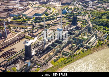 Luftbild, Kokerei Schwelgern KBS thyssenkrupp Steel mit Schornstein, Marxloh, Duisburg, Ruhrgebiet, Nordrhein-Westfalen, Deutschland ACHTUNGxMINDESTHONORARx60xEURO *** Luftaufnahme, Kokerei Schwelgern KBS thyssenkrupp Steel mit Schornstein, Marxloh, Duisburg, Ruhrgebiet, Nordrhein-Westfalen, Deutschland ATTENTIONxMINDESTHONORARx60xEURO Stockfoto