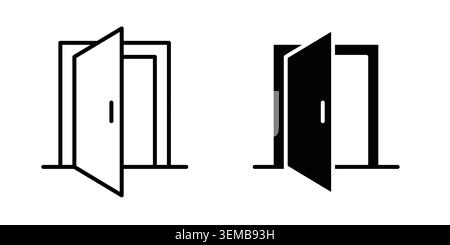 Design der Eingangstür. Illustrationssymbole im Linear- und Clipart-Paket. Stock Vektor