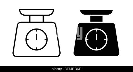 Küchenwaage im Icon-Design. Illustrationssymbole im Linear- und Clipart-Paket. Stock Vektor