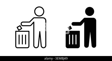 Design des Abfallbehälters. Illustrationssymbole im Linear- und Clipart-Paket. Stock Vektor