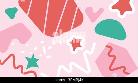Ein lustiger abstrakter Hintergrund im Memphis-Stil mit verspielten Formen und kräftigen Pastellfarben, perfekt für moderne, Jugendliche und kreative Designs Stock Vektor