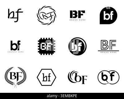 Firmenvorlage mit BF-Logo. Buchstaben b und f. Setzen Sie mit Designelementen verschiedene klassische Serifenschriftarten und modernen, auffälligen Text. Anfängliche Schriftart Stock Vektor