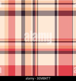 Vielfältiges nahtloses Vektor-Gewebe, Mann karierte Textur Textil. Tartanmuster im Hintergrund in Rot- und Pastellfarben. Stock Vektor