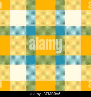 Klassischer Textil-Textur-Vektor, zeige Stoff-Karo-Plaid. Nahtloses Schottenmuster im Hintergrund der Tasche in hellen und hellgelben Farben. Stock Vektor