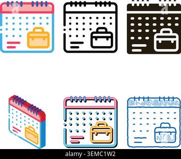 Vektorkontur des Symbols „Remote Clean Work Kalender“ Stock Vektor