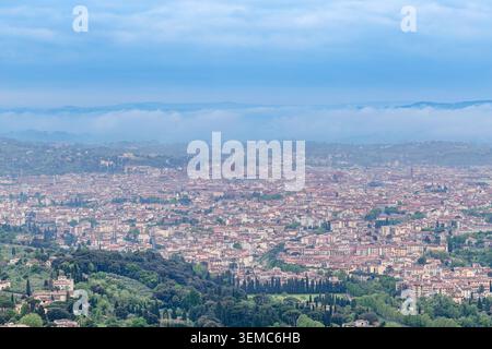 Blick auf Florenz von Fiesole. Stockfoto