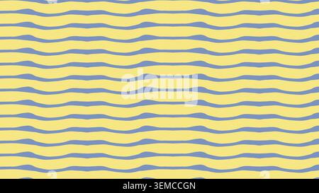 Glatte blaue Wellenlinien auf pastellgelbem Hintergrund erzeugen ein frisches und minimalistisches abstraktes Muster, ideal für moderne Designs, ruhige Grafiken und verspielte kreative Kompositionen Stock Vektor