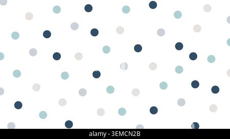Nahtloses Punktmuster mit blauen, grauen und beigen Punkten auf weißem Hintergrund. Perfekt für Stoff-, Geschenkpapier- und digitale Designprojekte Stock Vektor