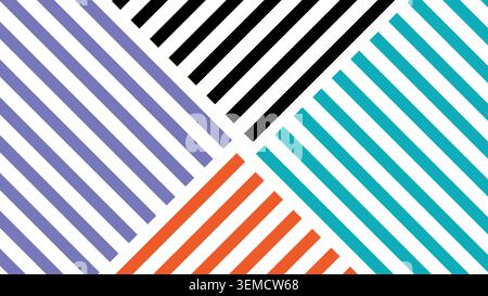 Abstrakte sich schneidende diagonale Linien in hellen Farben, die eine dynamische, rasterähnliche Komposition bilden. Auffälliges und künstlerisches Hintergrunddesign Stock Vektor