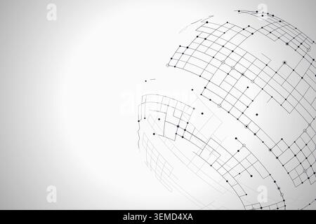 Tech Globe Vektorhintergrund mit minimaler abstrakter Zusammensetzung für Mikromaterial und kommerzielle Designprojekte. Stock Vektor