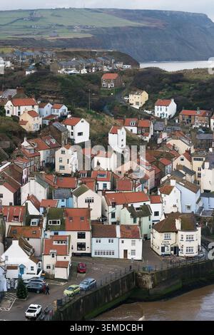 Staithes ist ein Dorf am Meer in der Scarborough Borough von North Yorkshire, England Stockfoto