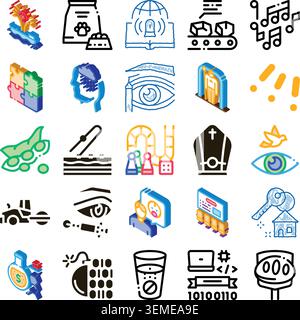 Sammlung von Business Icons, die verschiedene Konzepte und Themen veranschaulicht Stock Vektor