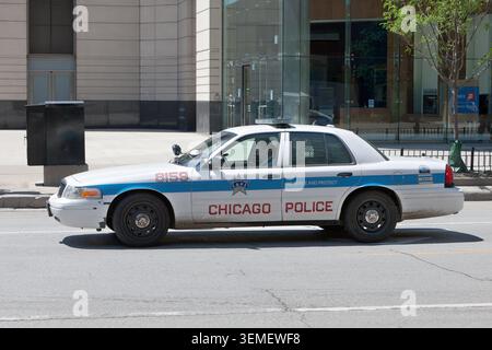 Ein Oldtimer Ford Crown Victoria Polizei-Abfangwagen aus dem Jahr 2012. Stockfoto