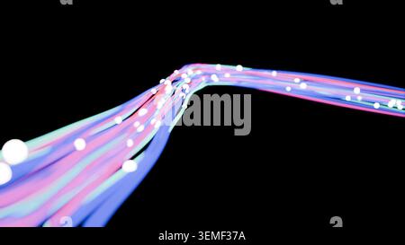 Lichter Neonkurvenlinien Impuls bg 3d Rendern Stockfoto