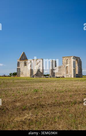 Alte Ruinen der Abbaye des Chateliers unter klarem Himmel, Ile de Re, Nouvelle Aquitaine Stockfoto