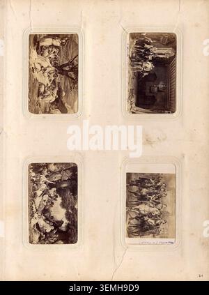 Platte 41 enthält vier Fotografien, die Gemälde wiedergeben, darunter ein Werk von Vernet, Horace (1758–1836). Die Standbilder sind Teil eines Fotoalbums aus dem 19. Jahrhundert und zeichnen historische und allegorische Themen auf. Stockfoto