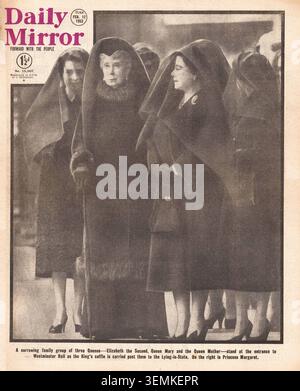 1952 Daily Mirror Titelseite berichtet über die Beerdigung von König Georg VI Stockfoto