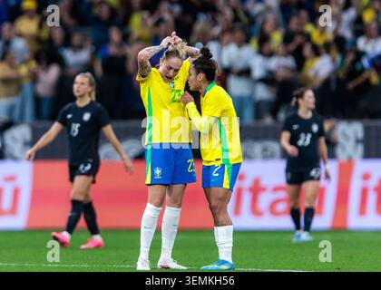 São Paulo, Brasilien. Juni 2026 - Fußball - internationales Freundschaftsspiel der Frauen - Brasilien gegen Estados Unidos - Neo Química Arena Stadium, SÃ Stockfoto
