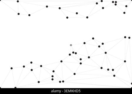 Geometrische Netzwerkbildung, verbundene Knoten, abstrakte Linien, digitale Verbindungen, Technologiekonzept, wissenschaftliche Illustration, sauberes weißes Hintergru Stock Vektor
