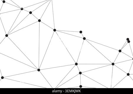 Kontrastreiche Grafik mit verschiedenen Knoten und Segmenten, die ein abstraktes Verbindungsnetz bilden, geeignet für futuristische Cover und Corporate Identity b Stock Vektor