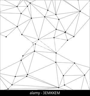 Abstrakte schwarze Linien und Punkte, die ein Netzwerk auf weißem Hintergrund bilden und ein klares und geometrisches Muster mit miteinander verbundenen Punkten erzeugen, geeignet für Stock Vektor