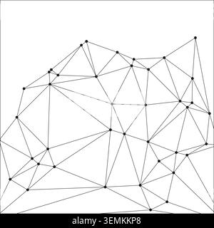 Digital artwork, geometric abstraction, interconnected points, polygonal forms, network structure, modern graphic, minimalist style, science concept, Stock Vektor